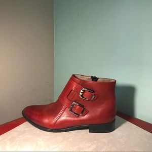 Shoe Embassy Red Leather Ankle Boots